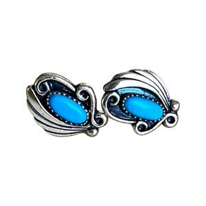 Turquoise Earrings, Vintage Sterling Silver Native American Stud Post Earrings